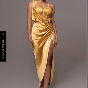 JLUXLABEL Mustard Satin Gown
